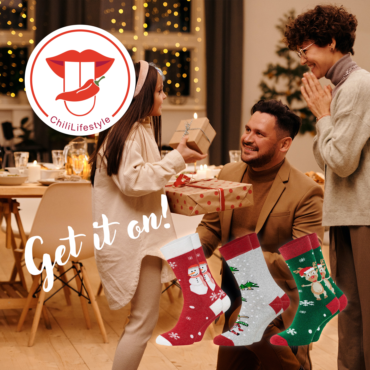 Chili Lifestyle Thermosocken Xmas 3 Paar super warm Weichbund Baumwolle – Bild 2