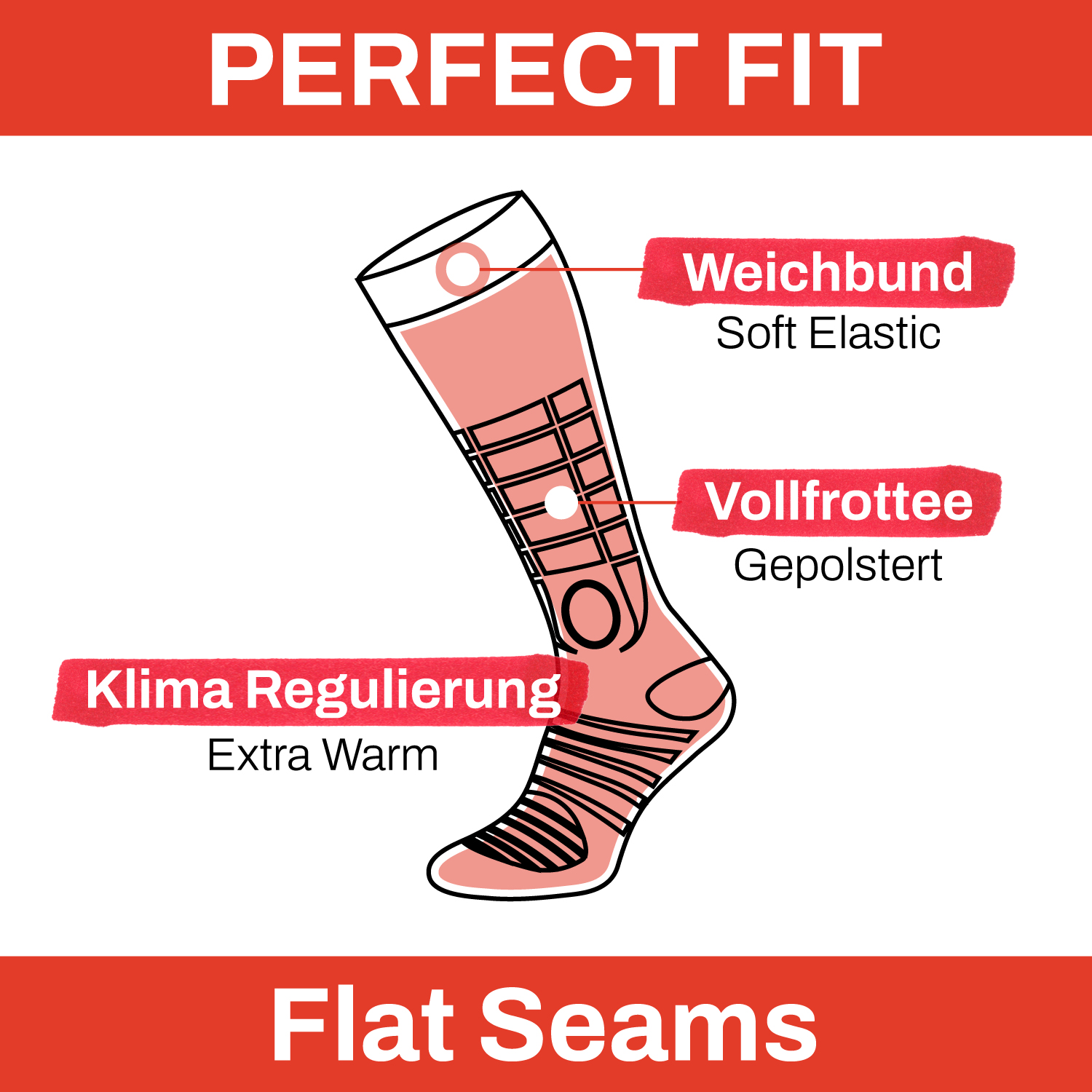 Chili Lifestyle Snowboard Skisocken 2 Paar gepolstert warme Kniestrümpfe Damen – Bild 3