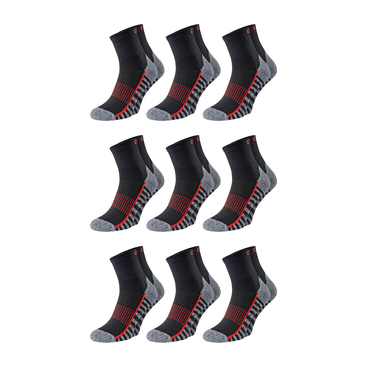 Chili Lifestyle Quarter Socken CUSHION GRIP 9 Paar gepolstert Baumwolle