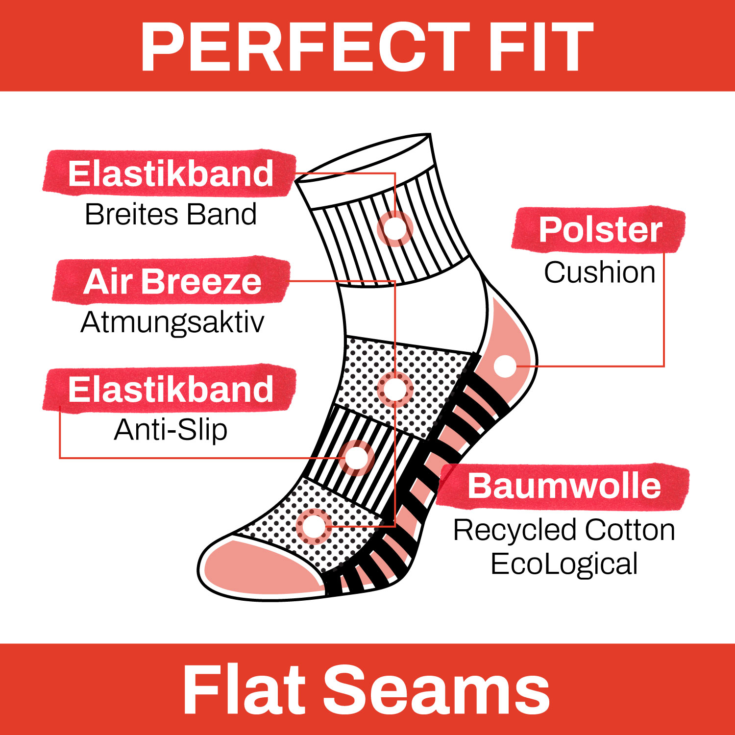 Chili Lifestyle Quarter Socken CUSHION GRIP 9 Paar gepolstert Baumwolle – Bild 3