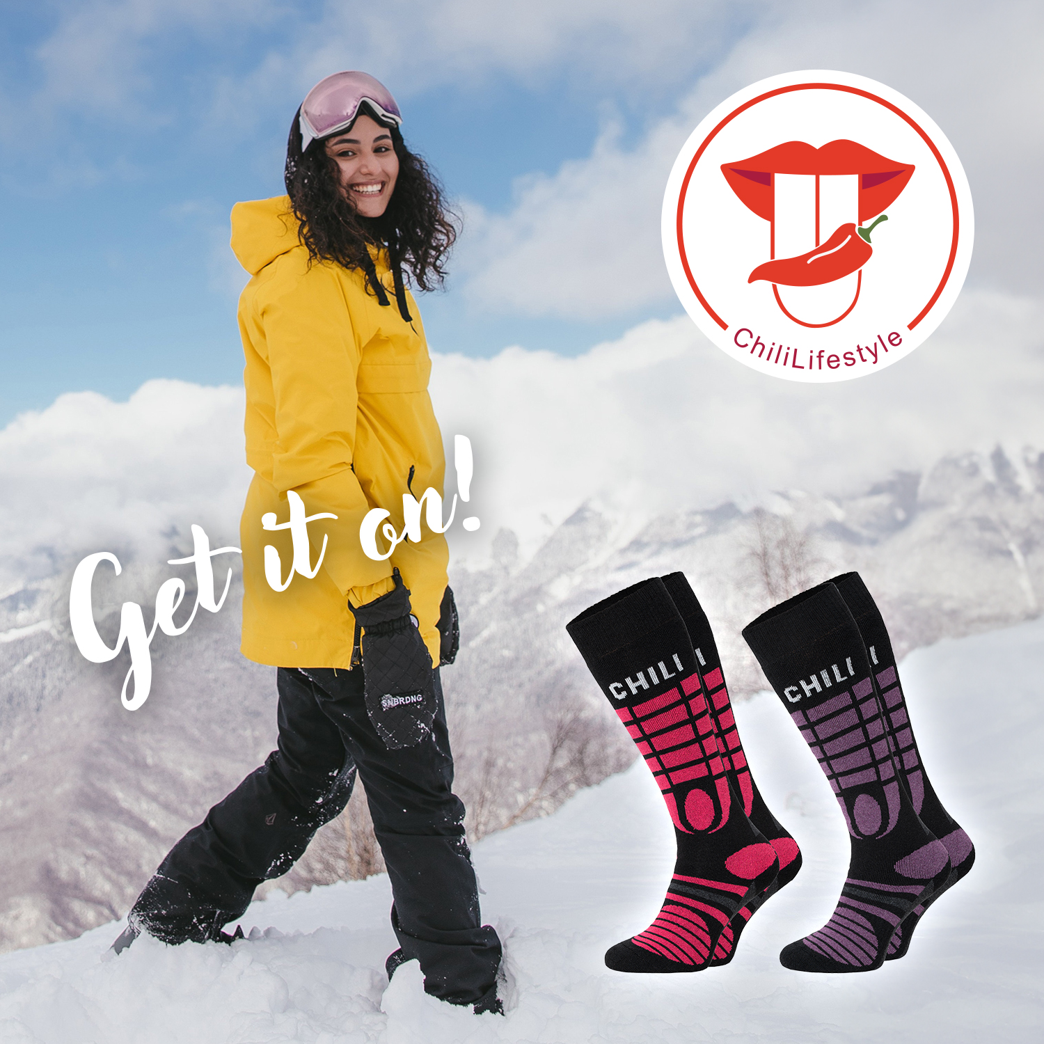 Chili Lifestyle Snowboard Skisocken 4 Paar warme gepolstert Kniestrümpfe Damen – Bild 2